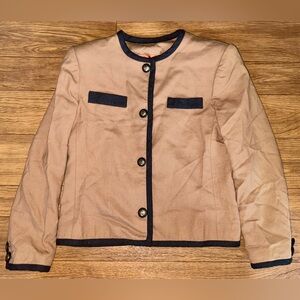 Vintage Talbots Tan & Black w/ Gold Buttons Wool Jacket Size 8